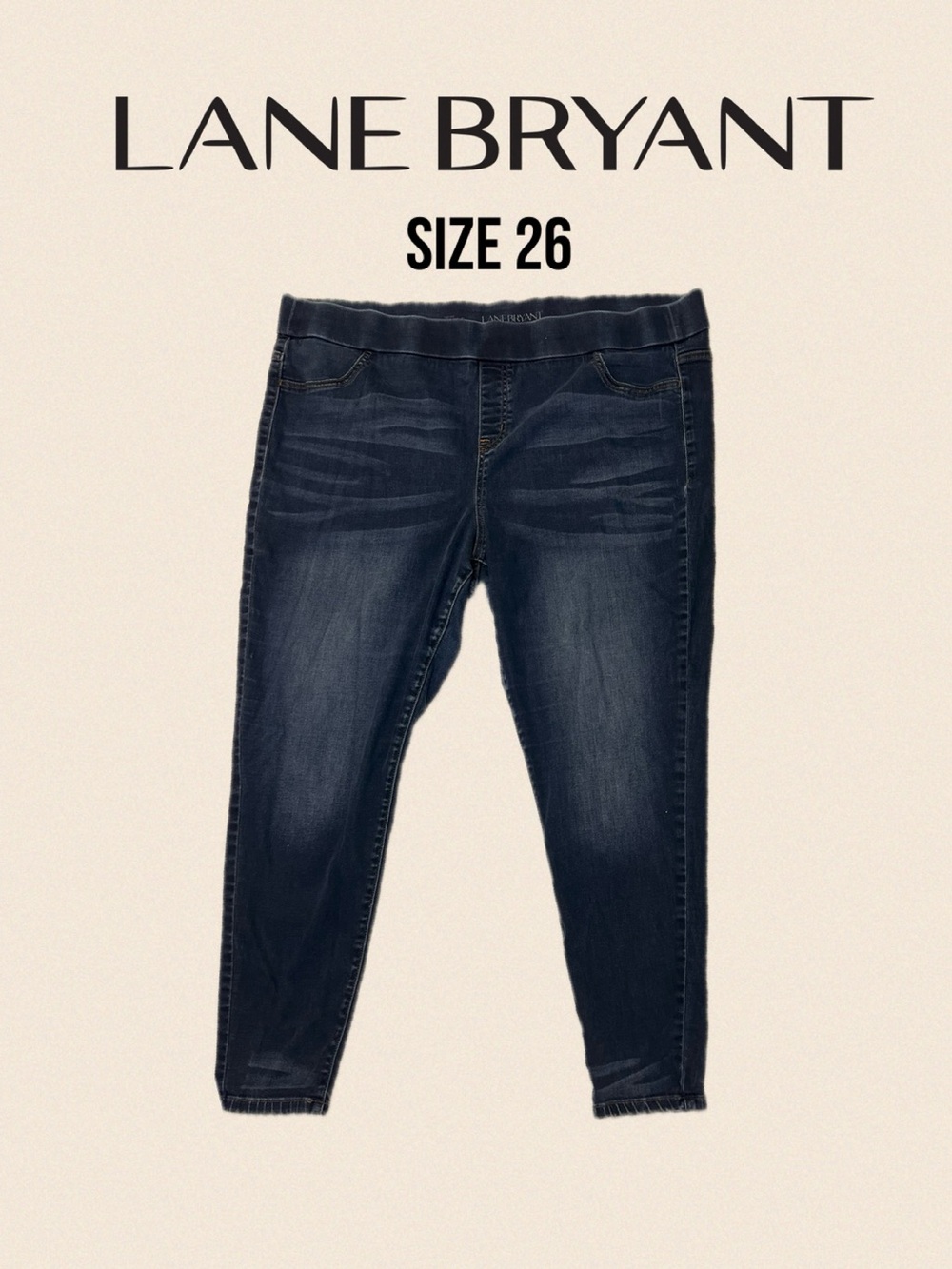 Lane Bryant Dark Wash High Rise Elastic Pull On Denim Jeggings Plus Size 26⁠